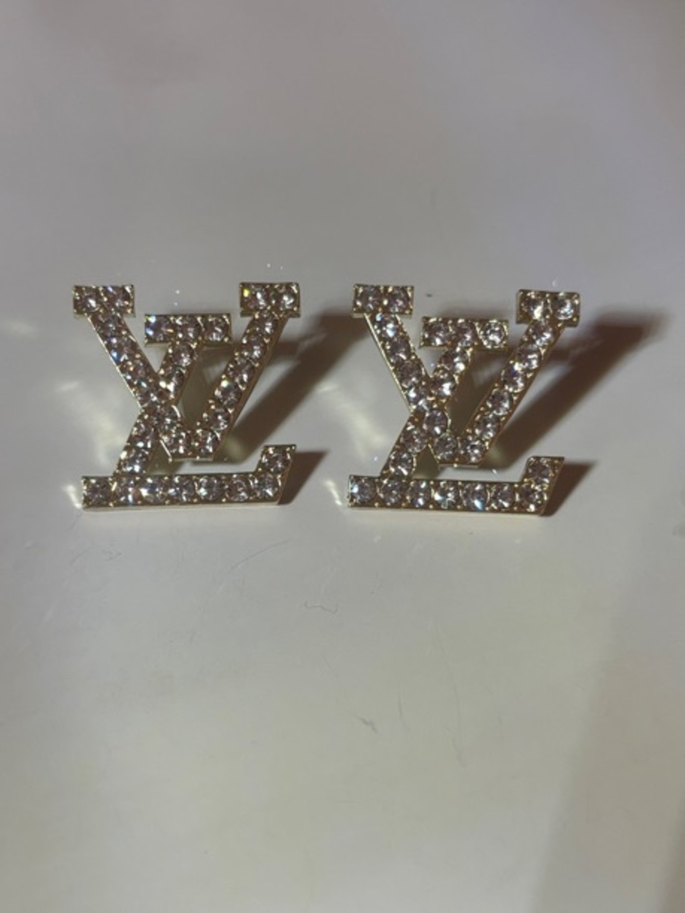 Fashion Jewelry Silver Crystal Logo Stud Earrings